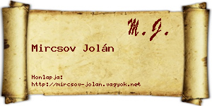 Mircsov Jolán névjegykártya